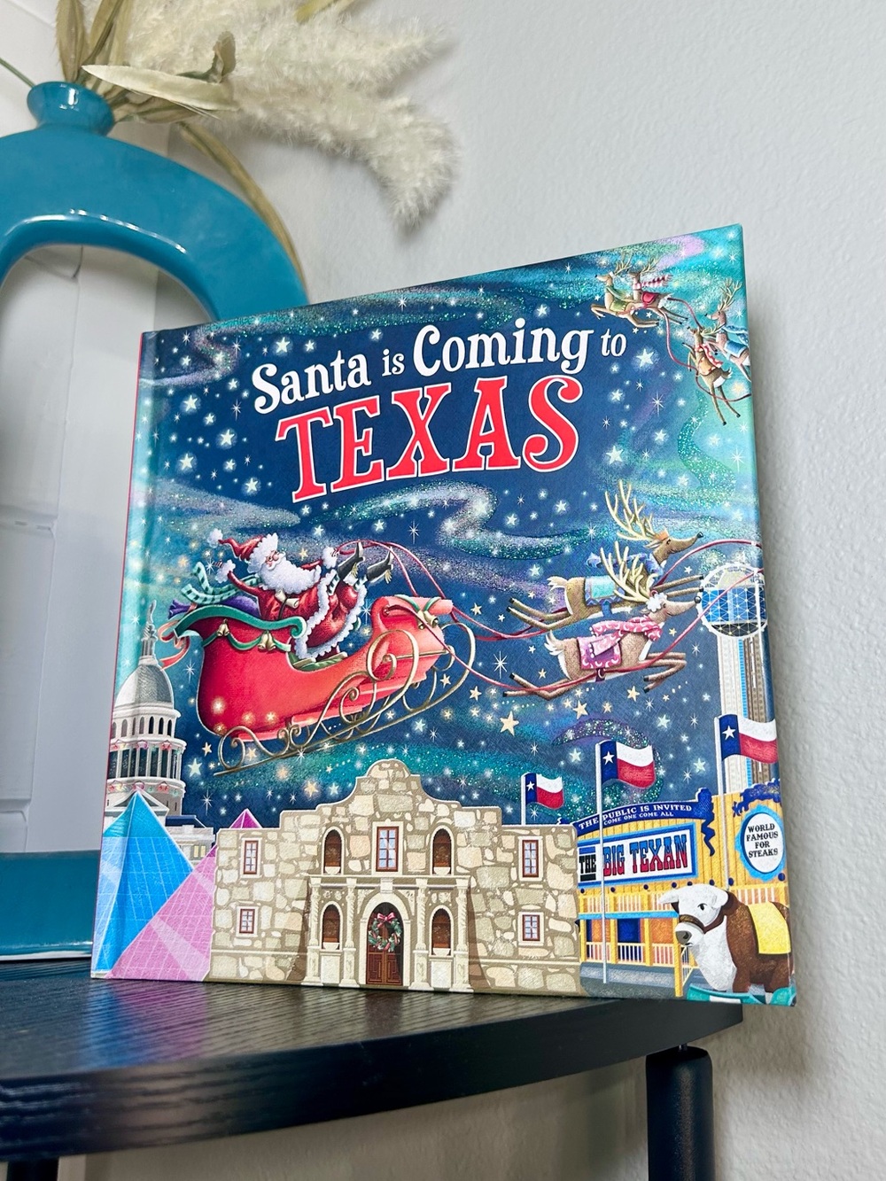 Santa is Coming to Texas Holiday Wall Art - Blue